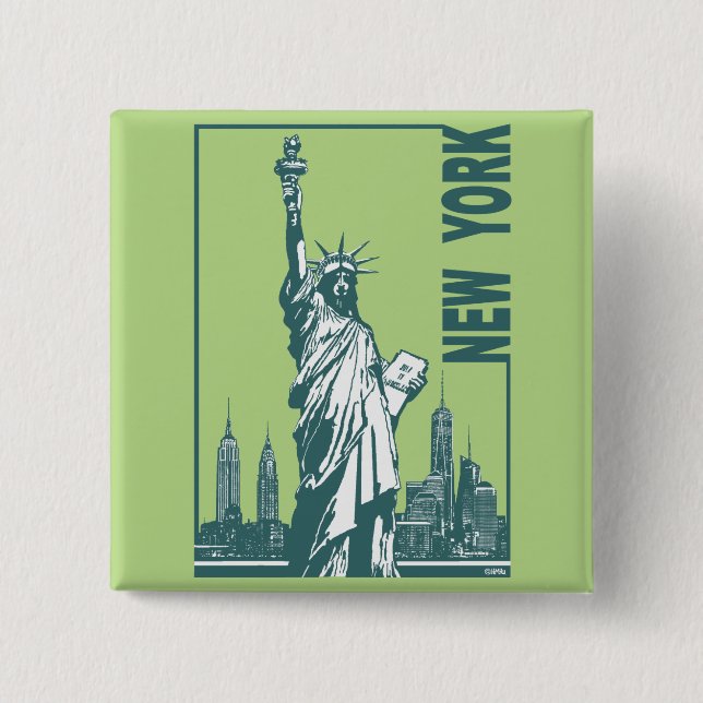 New York-Statue of Liberty 15 Cm Square Badge (Front)