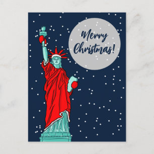New York Statue of liberty Christmas winter Postcard