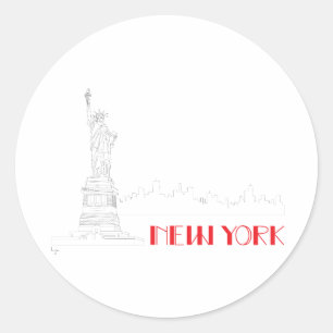 New-York, Statue-of-Liberty Cool Classic Round Sticker