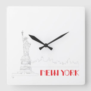 New-York, Statue-of-Liberty Cool Square Wall Clock