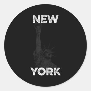 New York Statue Of Liberty Halftone Effect  Classic Round Sticker