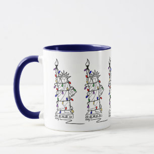 New York Statue of Liberty Holiday Lights NYC Xmas Mug