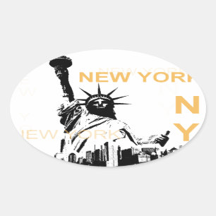 New York Statue of Liberty Oval Sticker