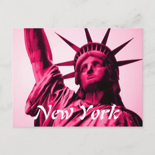 New York statue of liberty pink postcard