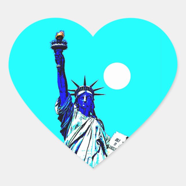 New York Statue of Liberty Pop Art Heart Sticker (Front)