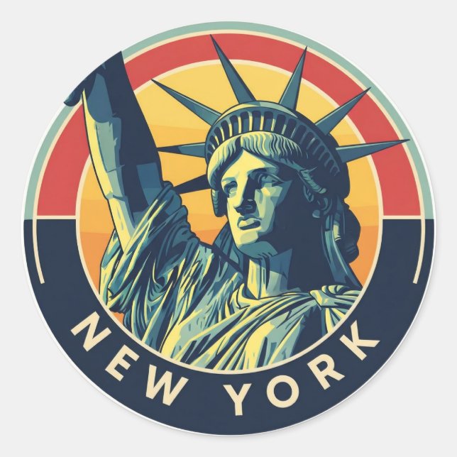 New York Statue of Liberty Travel Classic Round Sticker (Front)