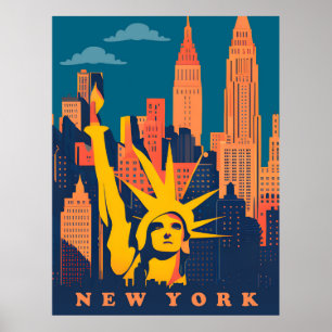 New York, Statue Of Liberty, Travel Poster