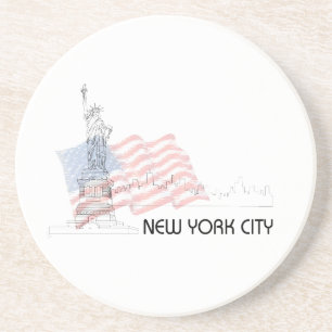 New York - Statue of Liberty USA Flag Coaster