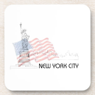 New York - Statue of Liberty USA Flag Coaster