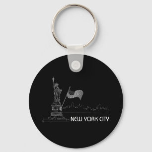 New York - Statue of Liberty USA Flag Key Ring