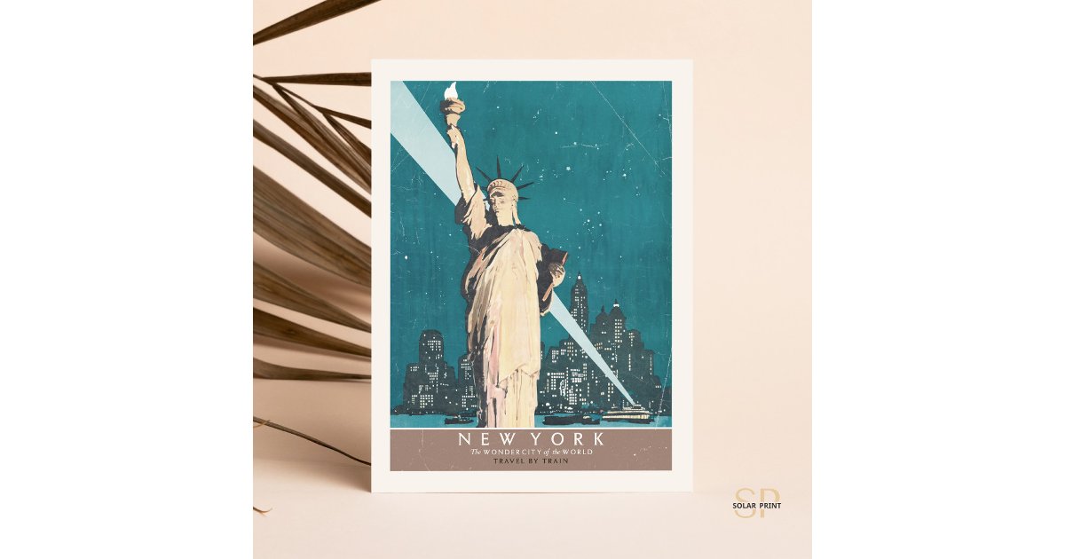 New York Statue of Liberty Vintage Travel Poster Postcard | Zazzle