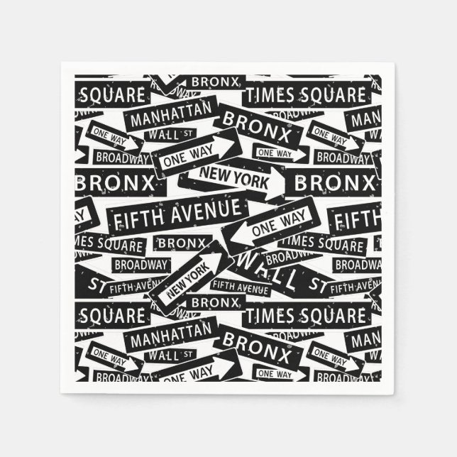 New York Street Names, Famous Places in NYC Napkin (Front)