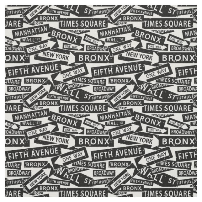 New York Streets, Black and White NYC Pattern Fabric (Swatch)