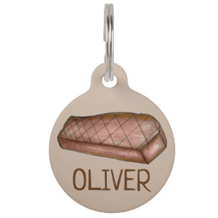 New York Strip Steak Grilled Meat Foodie Brown Tan Pet Tag