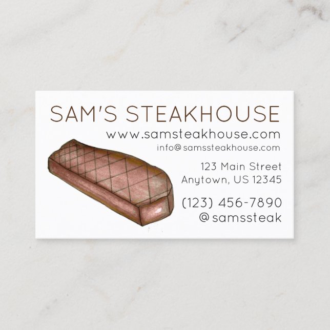 New York Strip Steak Steakhouse Restaurant Food Business Card (Front)