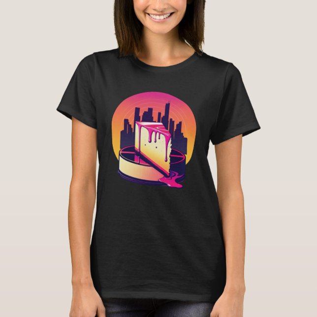 New York Style Cheesecake Synthwave 80s Retrowave  T-Shirt (Front)