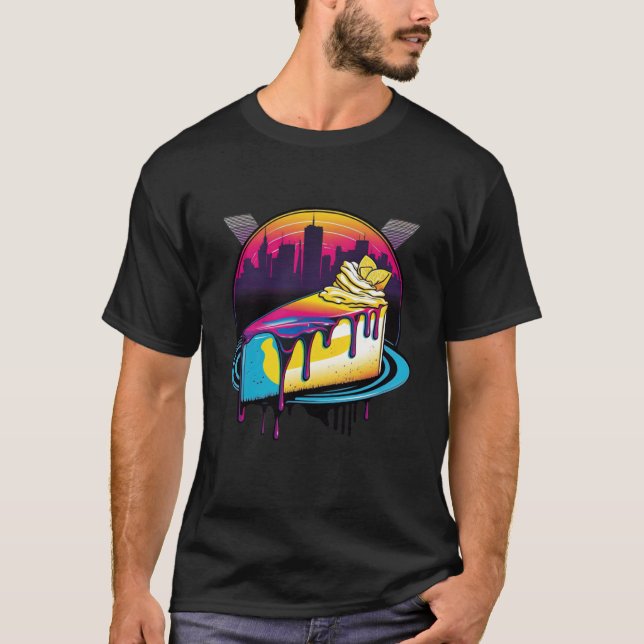 New York Style Cheesecake Synthwave 80s Retrowave  T-Shirt (Front)