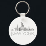 New York Stylised Skyline Key Ring<br><div class="desc">A unique key chain representing the beautiful city/state of New York.  
This keychain features a stylised illustration of the city's unique skyline with its name underneath.</div>
