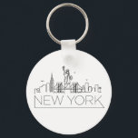 New York Stylised Skyline Key Ring<br><div class="desc">A unique key chain representing the beautiful city/state of New York.  
This keychain features a stylised illustration of the city's unique skyline with its name underneath.</div>