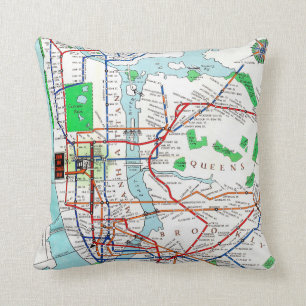 New York: Subway Map, 1940 Cushion