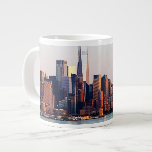 New York Sunset Skyline View of World Trade Center Large Coffee Mug (Front Left)