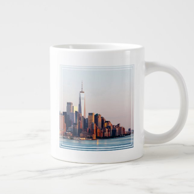 New York Sunset Skyline View of World Trade Center Large Coffee Mug (Right)