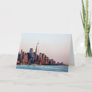 New York Sunset Skyline View of World Trade Centre Card
