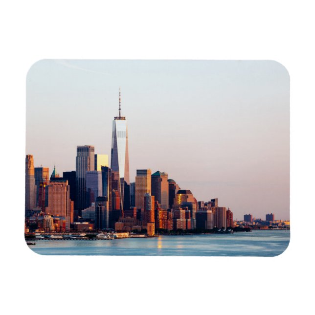 New York Sunset Skyline View of World Trade Centre Magnet (Horizontal)