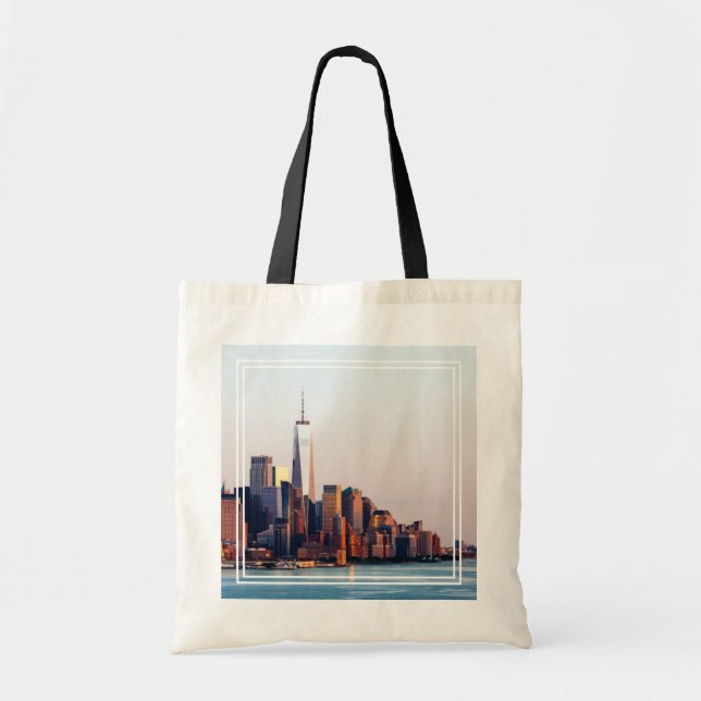 New York Sunset Skyline View of World Trade Centre Tote Bag (Front)