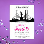 New York Sweet Sixteen Invitation<br><div class="desc">This eye-catching and trendy invitation is ideal to celebrate a Sweet Sixteen birthday party with a New York theme. It features the silhouette of landmarks of New York City skyline on a white background. The design is perfect for a young lady that loves New York, the city life and is...</div>