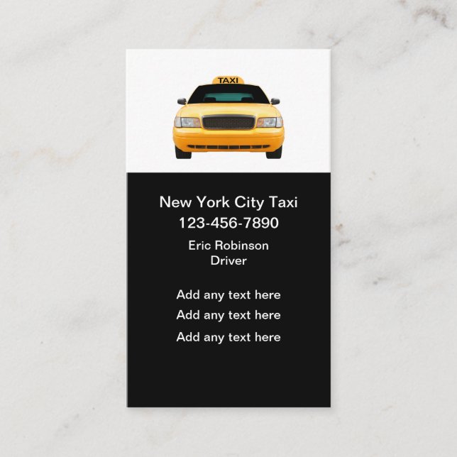 New York Taxi Budget Business Cards (Front)