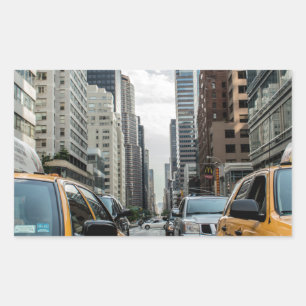 New York Taxi Cabs in the City Rectangular Sticker