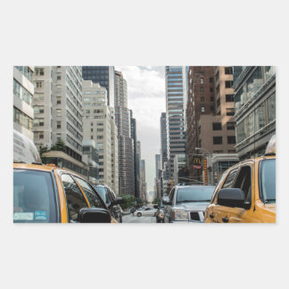 New York Taxi Cabs in the City Rectangular Sticker