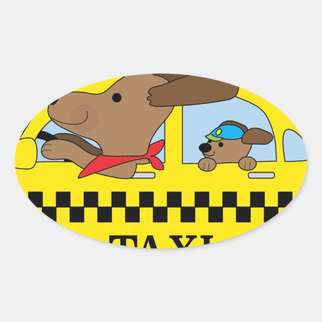 New York Taxi Dog Oval Sticker (Front)