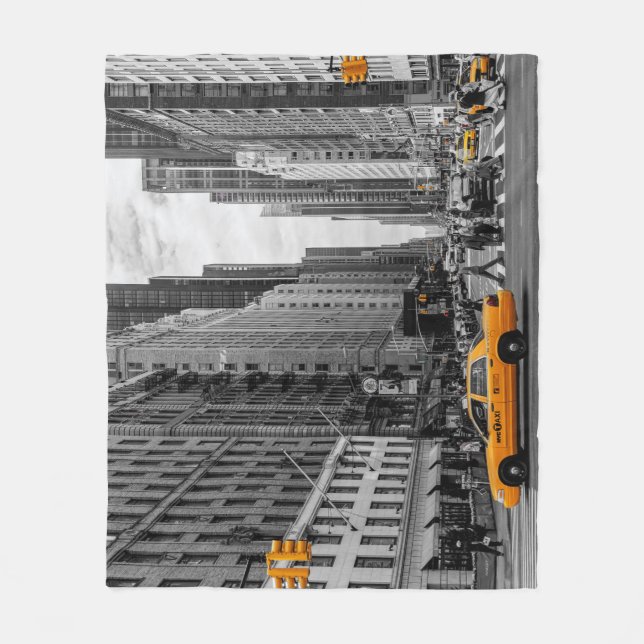 New York Taxi Urban City Colour Pop Photography Fleece Blanket (Front)