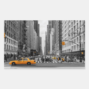 New York Taxi Urban City Colour Pop Photography Rectangular Sticker