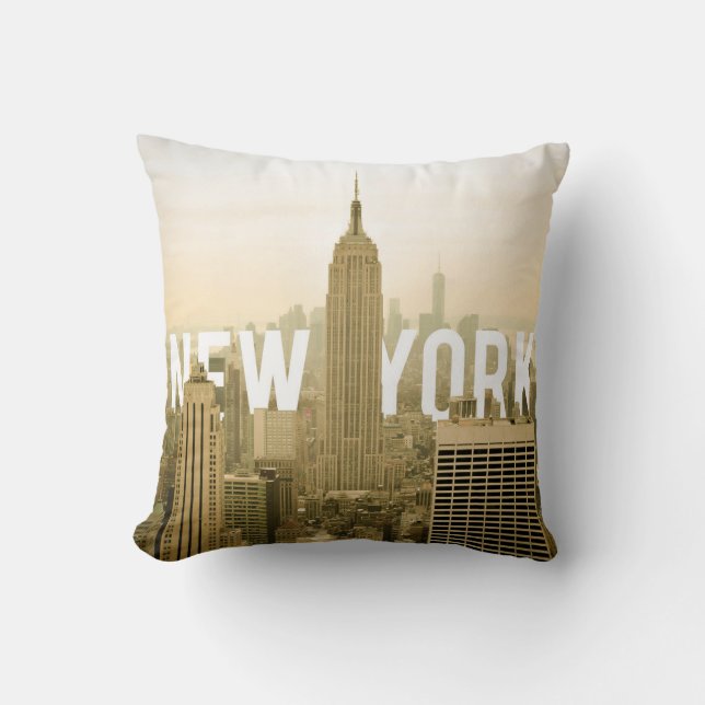 New York (Text Behind Building) Cushion (Front)
