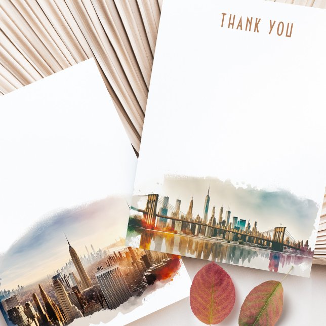 New York Thank You Notes Wedding Watercolor Invitation (Creator Uploaded)