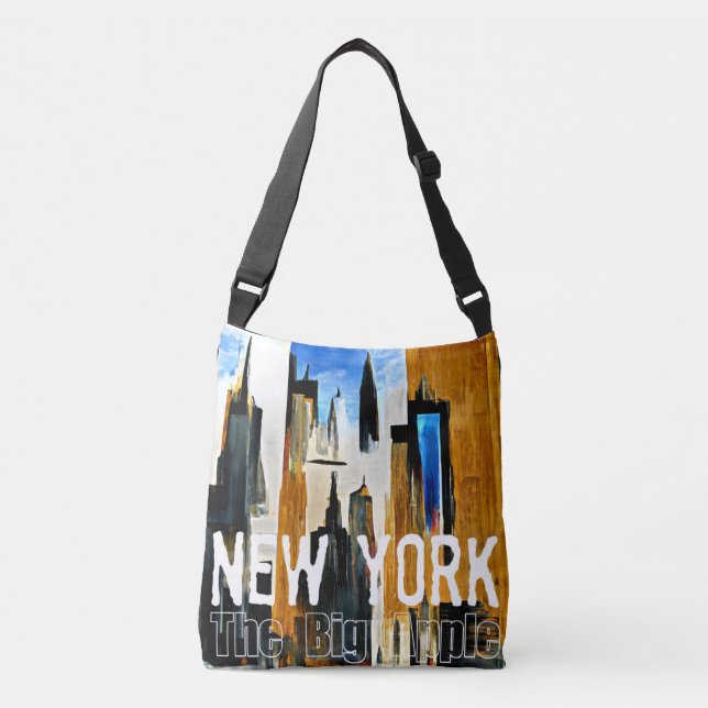 New York The Big Apple Abstract Painting Crossbody Bag (Front)