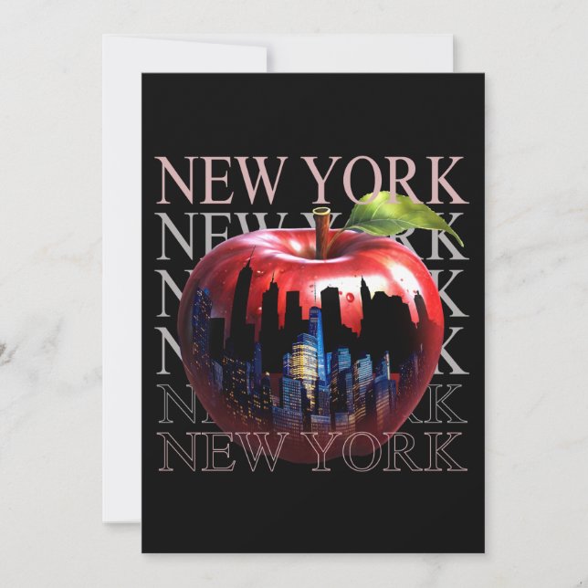 New York The Big Apple Fruit Silhouette City Invitation (Front)