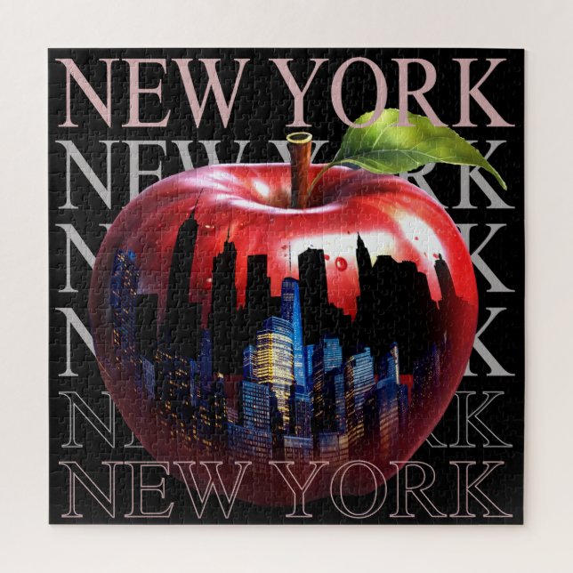 New York The Big Apple Fruit Silhouette City Jigsaw Puzzle (Vertical)