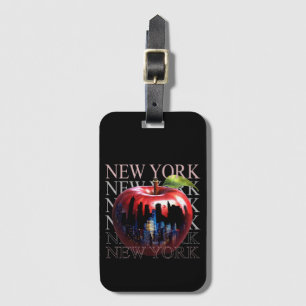 New York The Big Apple Fruit Silhouette City Luggage Tag