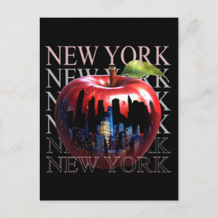 New York The Big Apple Fruit Silhouette City Postcard