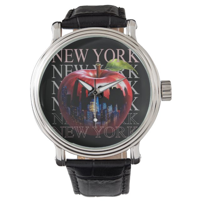New York The Big Apple Fruit Silhouette City Watch (Front)