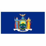 New York The Empire State Flag Coat of Arms Cutout Photo Sculpture Magnet<br><div class="desc">The coat of arms of the state of New York was formally adopted in 1778, and appears as a component of the state's flag and seal. The shield displays a masted ship and a sloop on the Hudson River, bordered by a grassy shore and a mountain range in the background...</div>