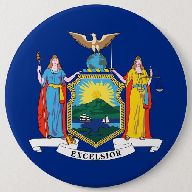 New York: The Empire State, Home Big Apple Flag 6 Cm Round Badge (Front)