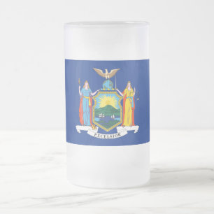 New York: The Empire State, Home Big Apple Flag Frosted Glass Beer Mug