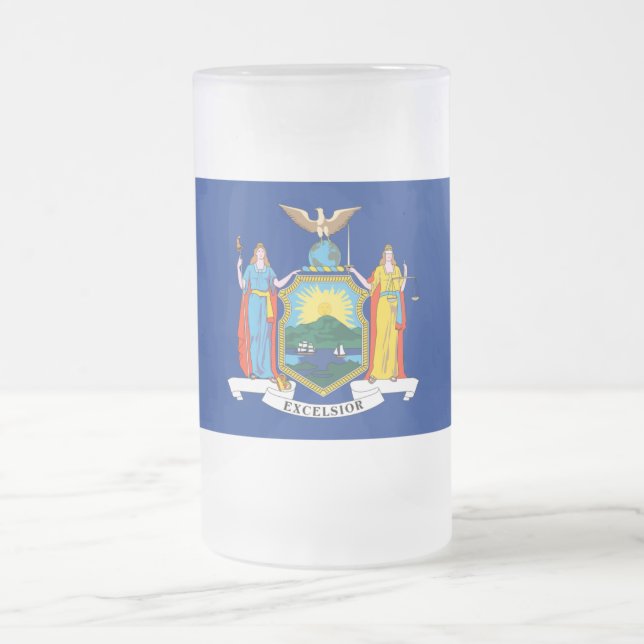 New York: The Empire State, Home Big Apple Flag Frosted Glass Beer Mug (Center)