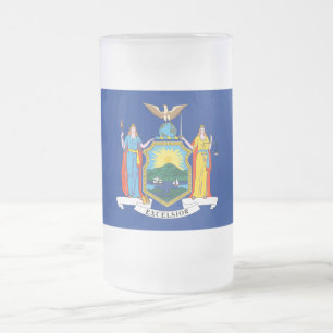 New York: The Empire State, Home Big Apple Flag Frosted Glass Beer Mug