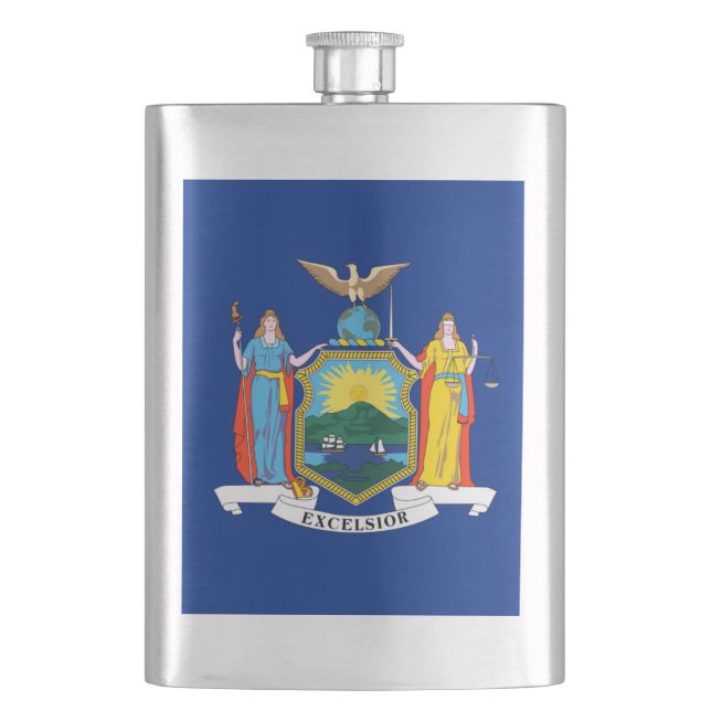 New York: The Empire State, Home Big Apple Flag Hip Flask (Front)